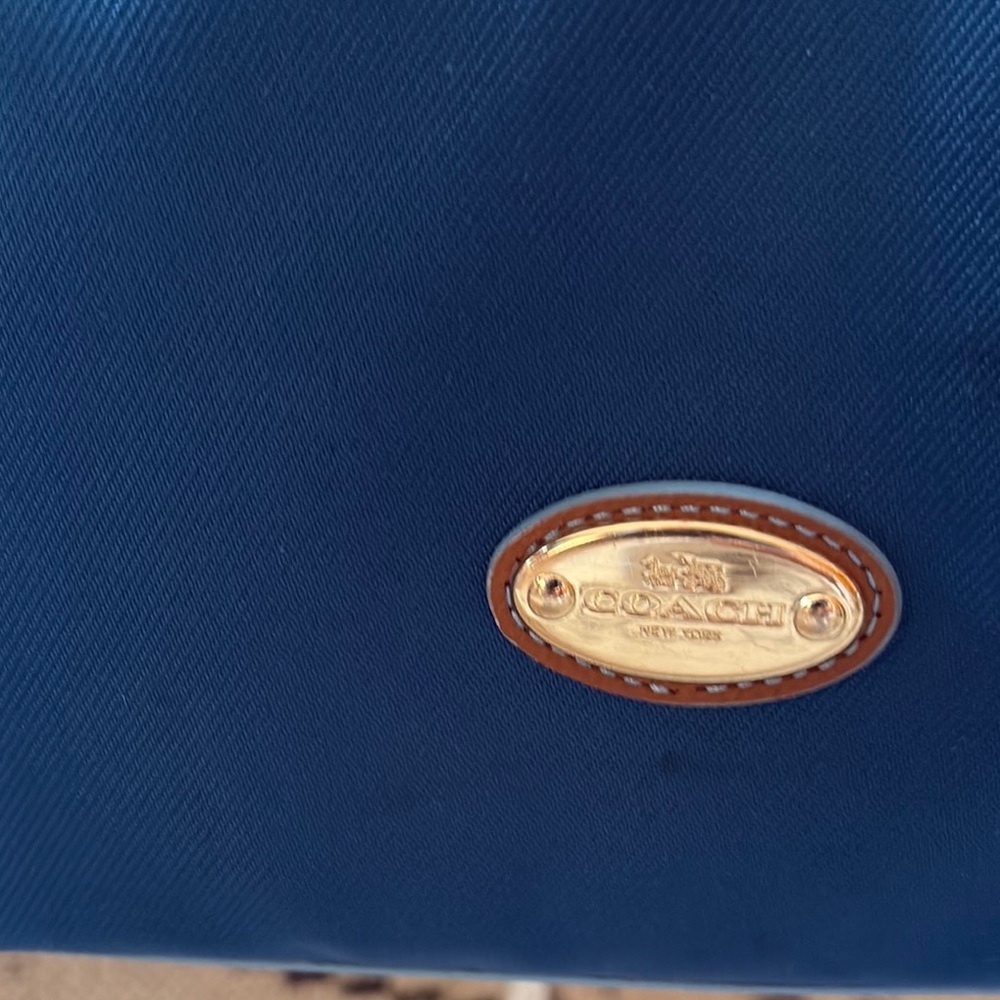 BNWOT Coach Sawyer Blue and Brown Women's Tote Bag Canvas and Leather - Picture 3 of 14